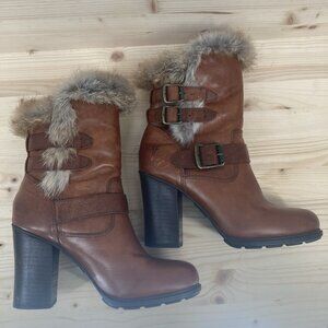 Frye Womens Penny Luxe Ankle Boots Sz 6.5 Penny Lux Moto Short Leather Cognac